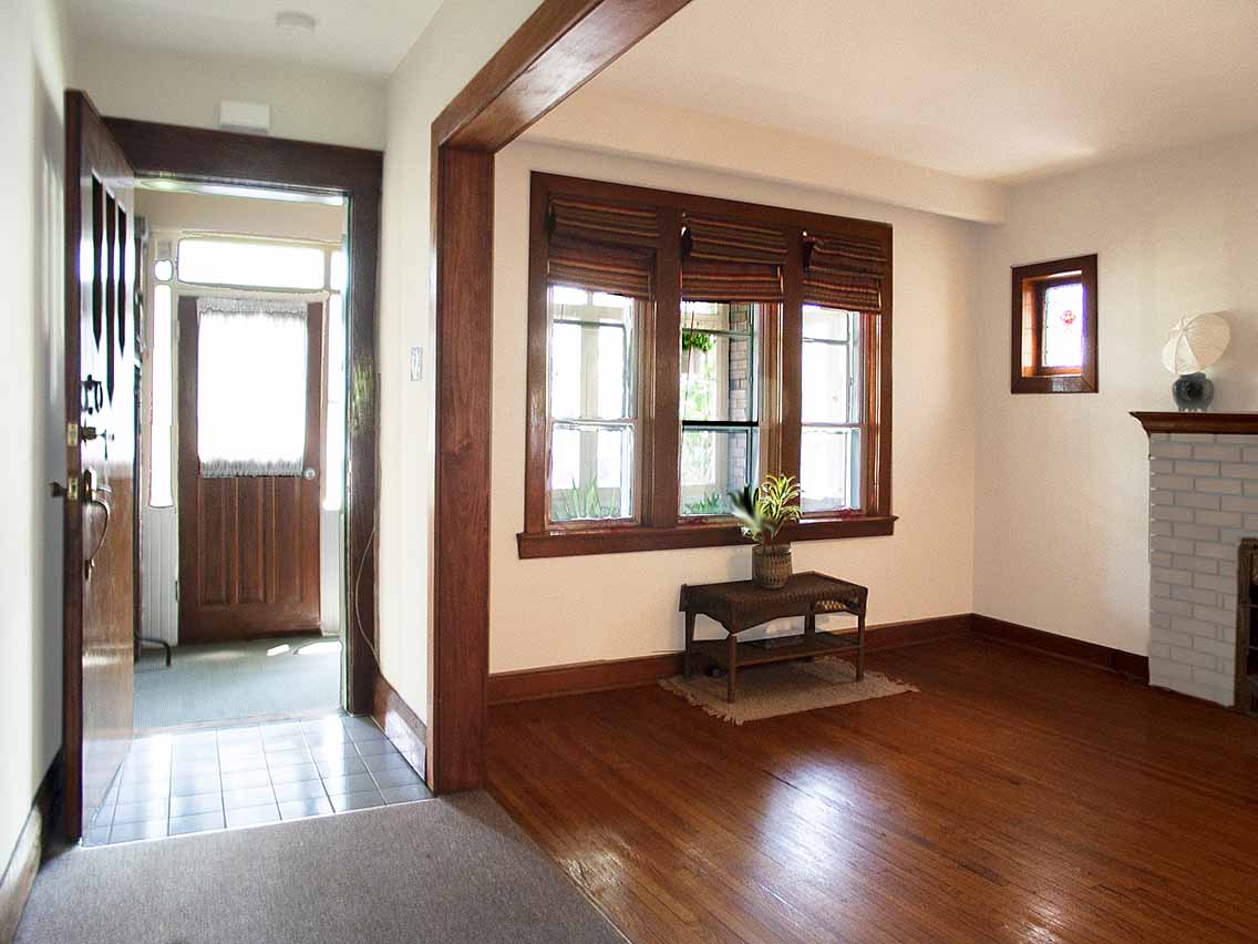 Front door from inside with livingroom